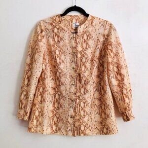 Vintage 1960 Puritan Forever Young Top M Snake Print Metallic Gold Shiny